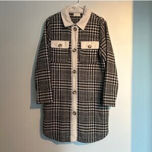 Melloday Houndstooth Longline Shacket – Black, White & Gray, Women’s Medium